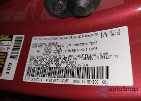 2022 Toyota Tacoma Sr5 V6 from USA, damaged, VIN 3TYCZ5ANXNT089224